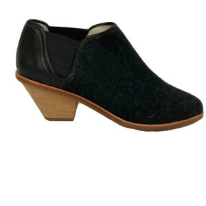 Matt Bernson Boots Black Leather Wool Pull on Ankle Booties(8.5)